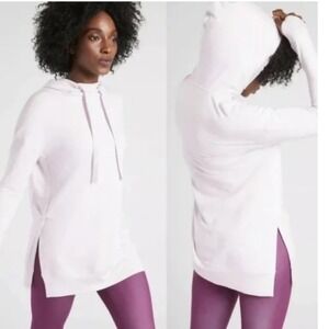 ATHLETA Sayulita Hoodie Lilac Purple Pink Long Hood Sweatshirt Split Side XS